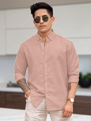 Yanthhi Men Solid Casual Beige Shirt