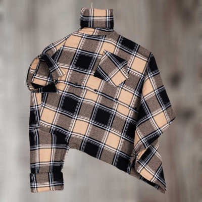 Japrin Creation Men Checkered Casual Cream Shirt