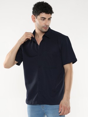 R&B Men Self Design Casual Blue Shirt