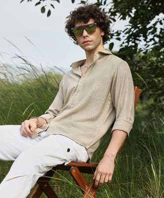 CAMPUS SUTRA Men Striped Casual Grey Shirt