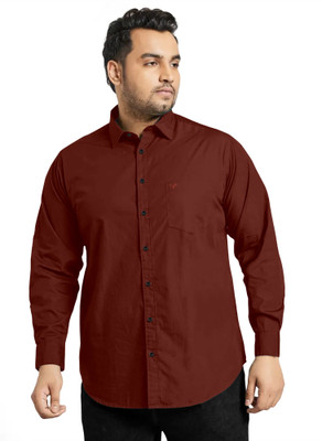 js studio Men Solid Casual Maroon Shirt