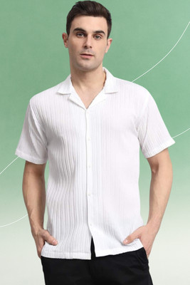 Dharamraj Fashion Men Self Design Casual White Shirt