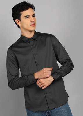 FLYING MACHINE Men Solid Casual Grey Shirt