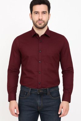 AMERICAN SKY Men Solid Casual Maroon Shirt