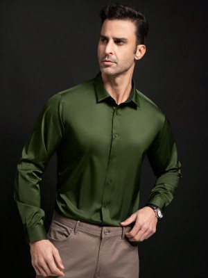 METRONAUT Men Solid Party Dark Green Shirt