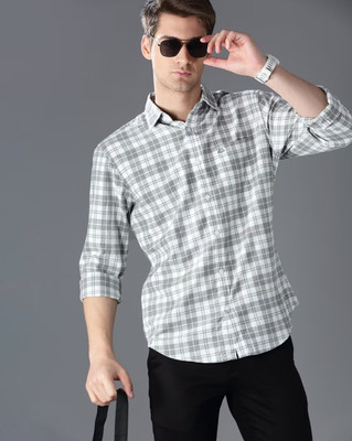 U TURN Men Checkered Casual Grey Shirt