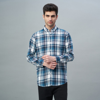 Swoke Men Checkered Casual Blue Shirt