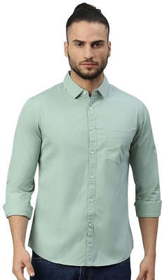 ISUEL FAB Men Solid Casual Light Green Shirt