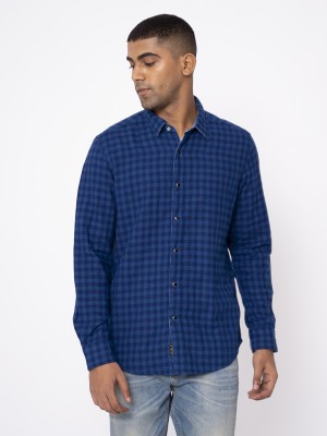 ROYAL ENFIELD Men Checkered Casual Blue Shirt