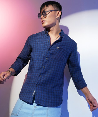 CAMPUS SUTRA Men Checkered Casual Blue Shirt