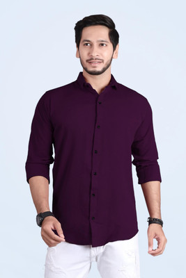 PEARL OCEAN Men Dyed/Ombre Casual Purple Shirt