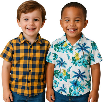 Maitri Fashion Baby Boys Printed Casual Multicolor Shirt(Pack of 2)