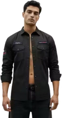 wearxture Men Solid Casual Yellow Shirt