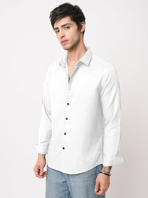 INDICLUB Men Solid Casual White Shirt