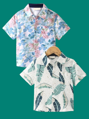 KILLER Boys Printed Casual Light Green Shirt(Pack of 2)