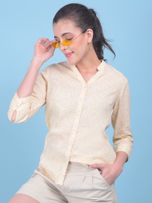 CRIMSOUNE CLUB Women Printed Casual Beige Shirt