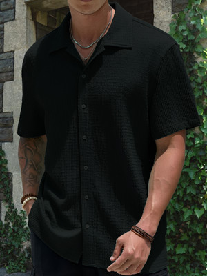 METRONAUT Men Self Design Casual Black Shirt