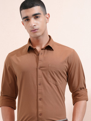 KETCH Men Solid Casual Brown Shirt