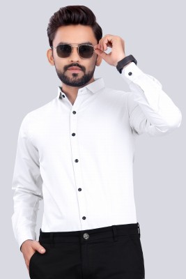 SK CASUALS Men Solid Formal White Shirt