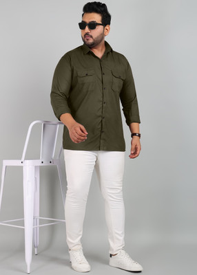 METRONAUT PLUS Men Solid Casual Dark Green Shirt