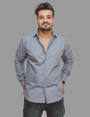 ALVIN ENTERPRISE Men Solid Casual Grey Shirt