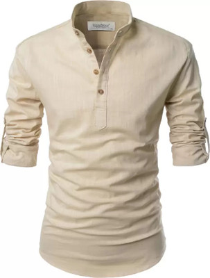 Life Roads Men Solid Ethnic Dress Kurta(Beige)