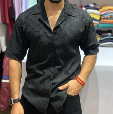 Somnathya Men Self Design Casual Black Shirt