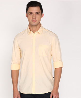 PARX Men Solid Casual Yellow Shirt