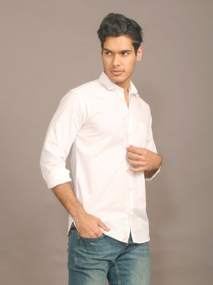 KR24ENTERPRISE Men Self Design Casual White Shirt