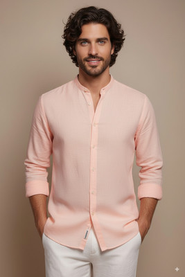 greet fashion Men Solid Casual Orange Shirt