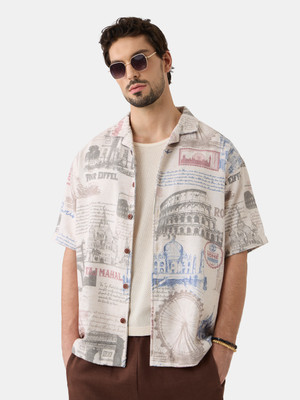The Souled Store Men Printed Casual White Shirt