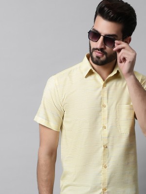 JAINISH Men Self Design Casual Yellow Shirt