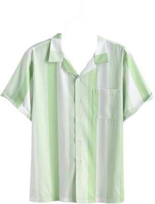 MAHADEV CASH N CARRY Men Solid Casual Light Green, White Shirt