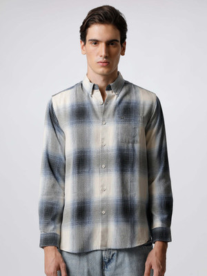 THE BEAR HOUSE Men Checkered Casual Blue Shirt