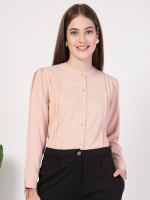 Style Quotient Women Solid Formal Beige Shirt