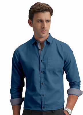 TRENDING SHIRTWALE Men Solid Casual Blue Shirt