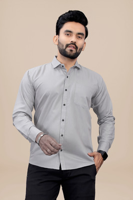 SAKARMAA Men Solid Casual Grey Shirt