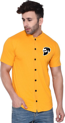 Blisstone Men Solid Casual Yellow Shirt