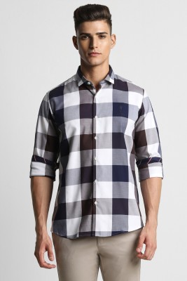 PETER ENGLAND Men Checkered Casual Black, White Shirt