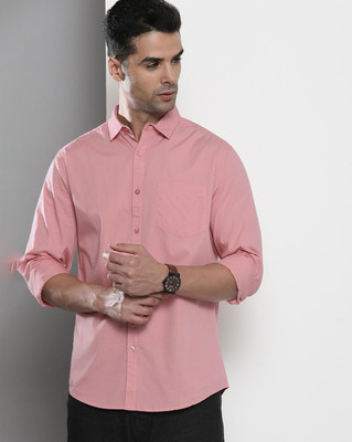The Indian Garage Co. Men Solid Casual Pink Shirt