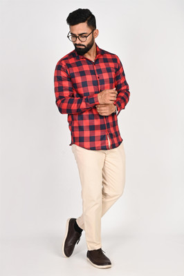 Tanip Men Checkered Casual Red Shirt