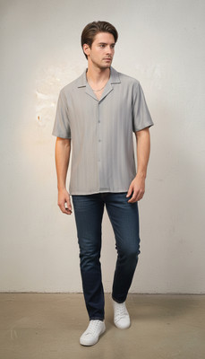 Dhakre fashion Men Self Design Casual Grey Shirt