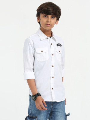 ROCKET SCIENCE Boys Solid Casual White Shirt