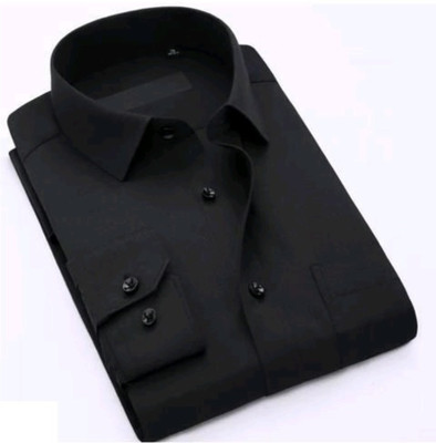 HOC Men Solid Casual Black Shirt