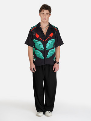 clubhavana Men Printed Party Black, Green Shirt