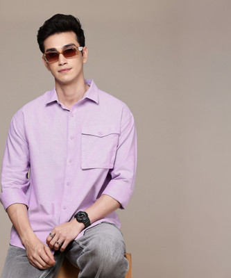 WROGN Men Solid Casual Purple Shirt