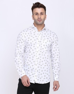 HANUMNTRA Men Printed Casual White, Black Shirt