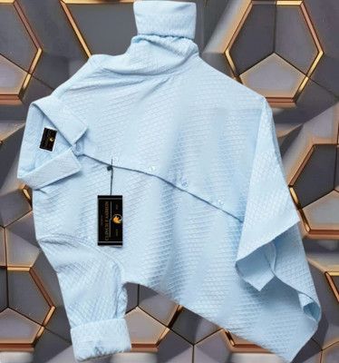 Shirteum Men Checkered Casual Light Blue Shirt