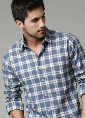 U TURN Men Striped Casual Blue Shirt