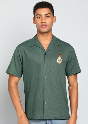INDICLUB Men Self Design Casual Green Shirt